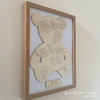 Baby shower / Christening personalised teddy Guest book including free frame.