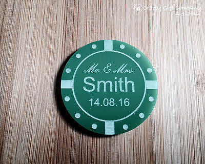 Personalised Acrylic Poker Chip casino style Wedding Table Decoration Favours