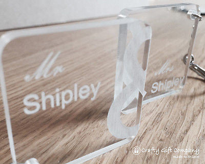 Personalised Mr & Mrs Wedding Engraved acrylic keyring set WEDDING gift present