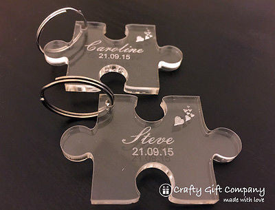 Personalised Jigsaw Puzzle Piece Keyring Set Gift