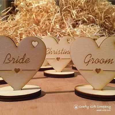 10cm Wedding Table Decorations - Double Sided Place Setting Name Plaques - Wood
