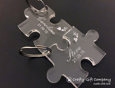 Personalised Jigsaw Puzzle Piece Keyring Set Gift