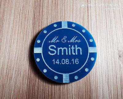 Personalised Acrylic Poker Chip casino style Wedding Table Decoration Favours