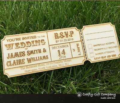 Personalised rustic wedding invitations WOODEN
