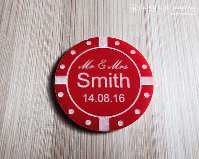 Personalised Acrylic Poker Chip casino style Wedding Table Decoration Favours
