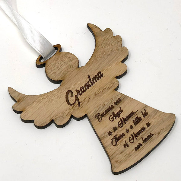 Angel Memorial Bauble Christmas tree ornament oak