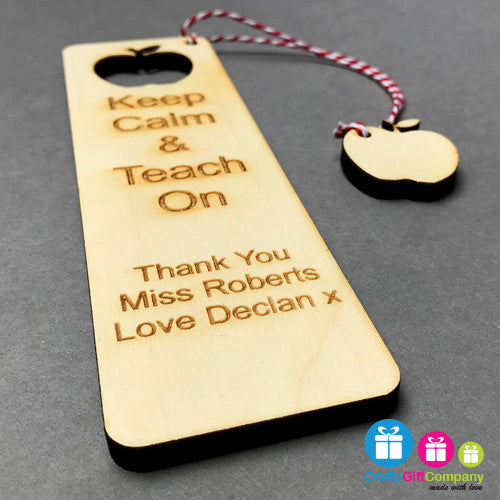 Personalised Wooden Apple Bookmark Cut out -  Wood