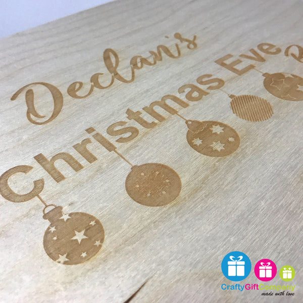 Wooden Christmas Eve Box & Free Santa Key (Bauble Style)