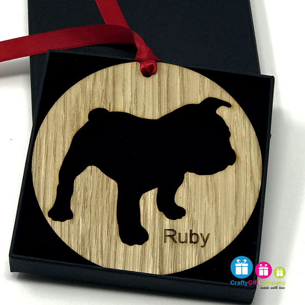 Personalised Dog Bauble made from Oak