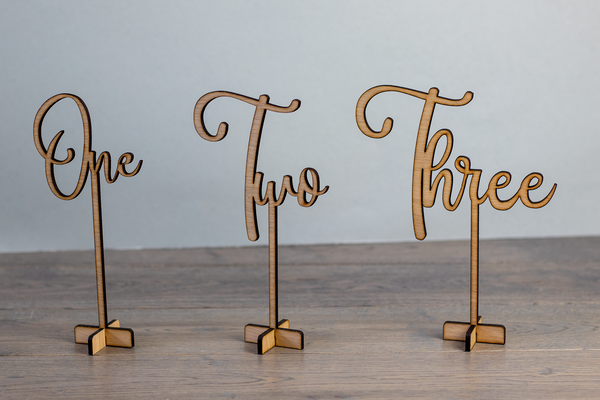 Wedding Table Numbers - Rustic Oak Freestanding