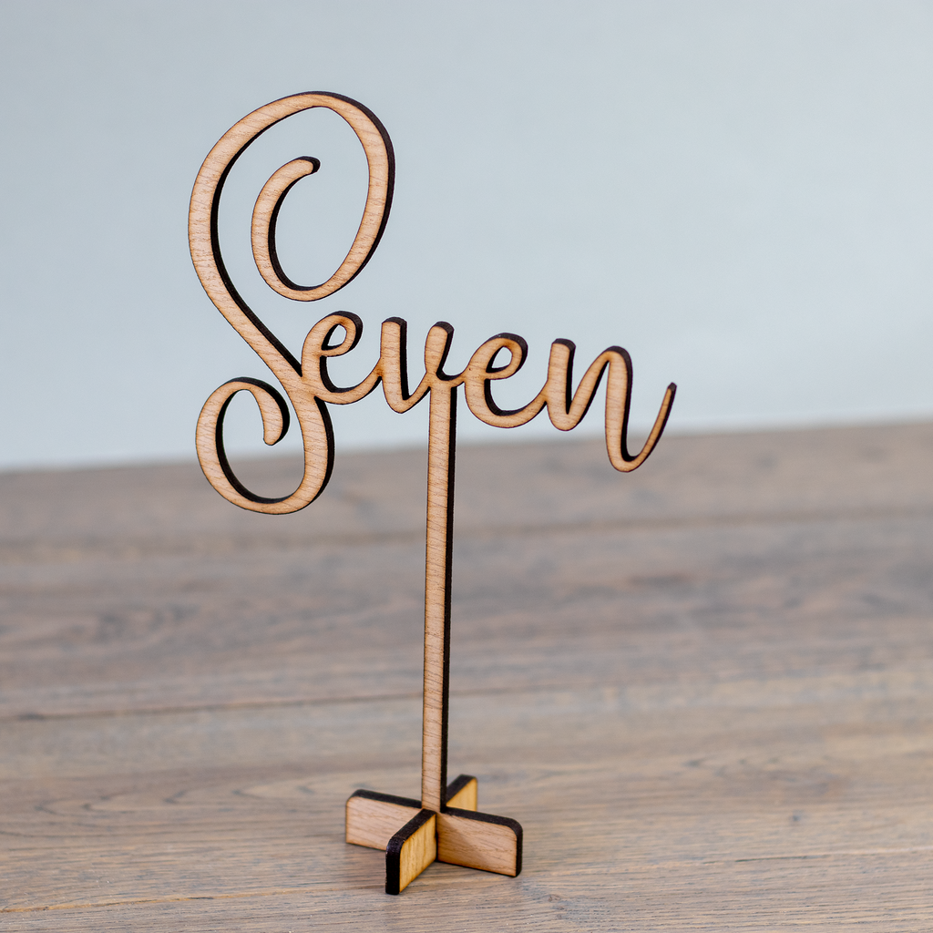 Wedding Table Numbers - Rustic Oak Freestanding