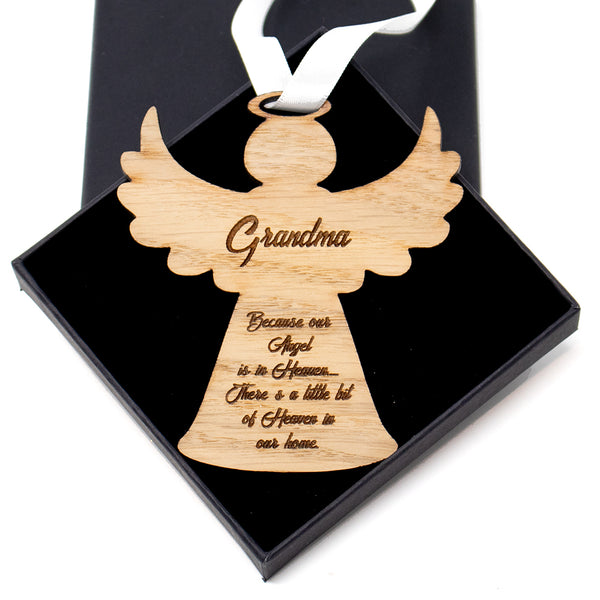 Angel Memorial Bauble Christmas tree ornament oak