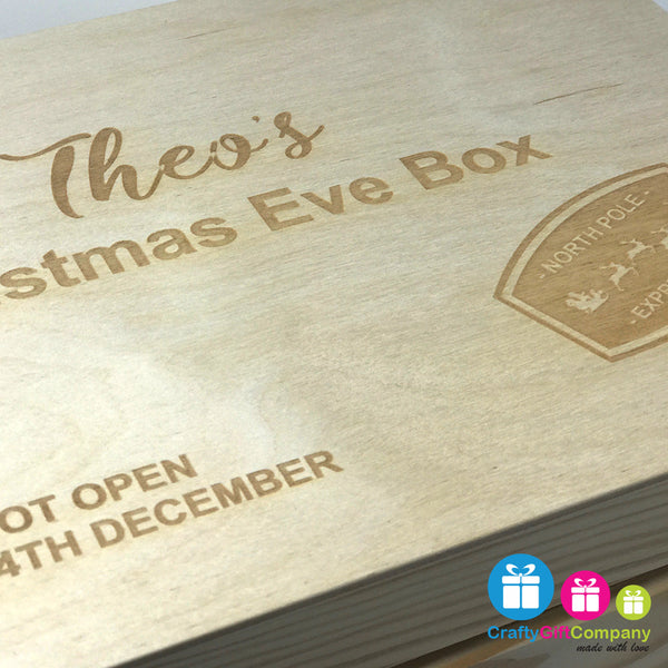 Wooden Christmas Eve Box & Free Santa Key (Stamp Style)