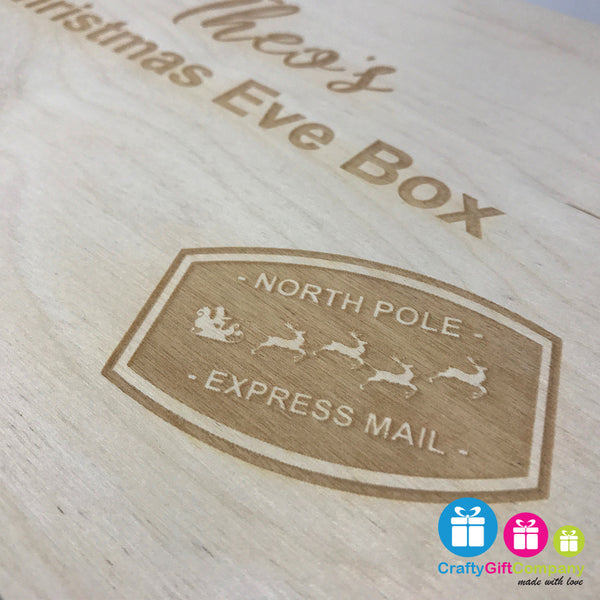 Wooden Christmas Eve Box & Free Santa Key (Stamp Style)
