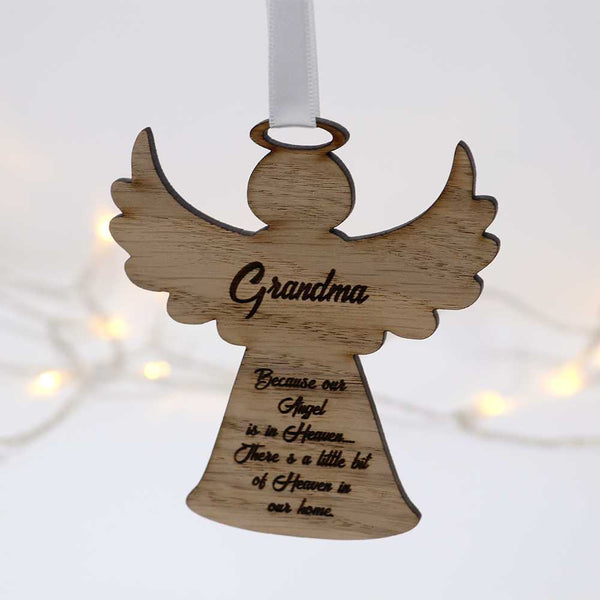 Angel Memorial Bauble Christmas tree ornament oak