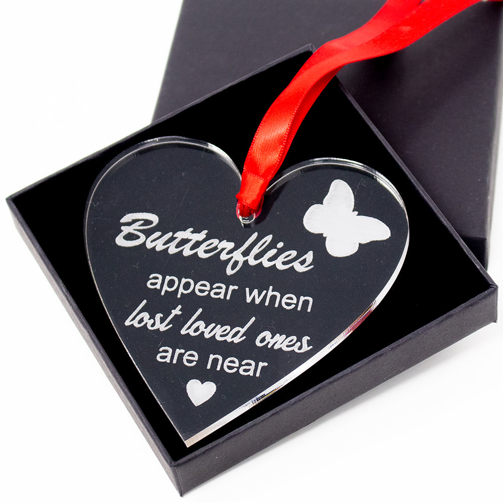 Butterflies appear when lost loved ones are near Acrylic Memorial Bauble Christmas tree ornament oak