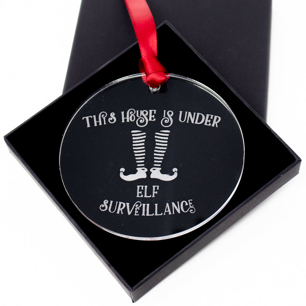 Elf Surveillance Christmas tree ornament Acrylic bauble
