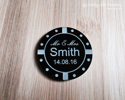 Personalised Acrylic Poker Chip casino style Wedding Table Decoration Favours