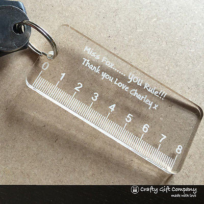 Unique Teacher Gift - Personalised Ruler Keyring, End of Term, Leaving Present