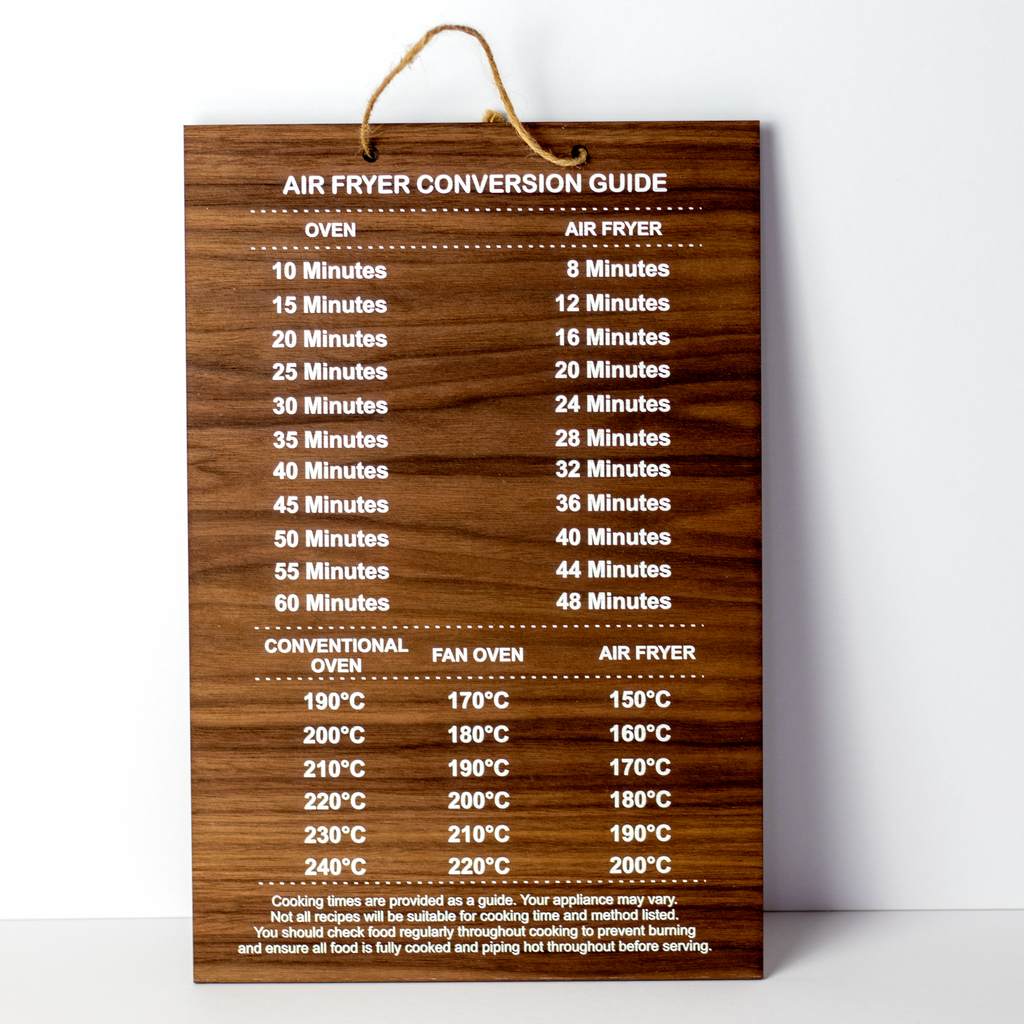 Large Air Fryer conversion chart guide wall plaque gift A4 Size