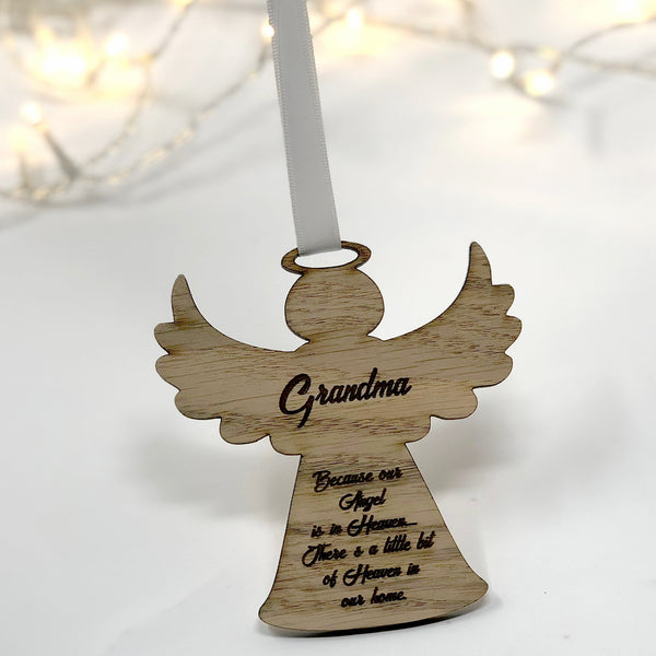 Angel Memorial Bauble Christmas tree ornament oak