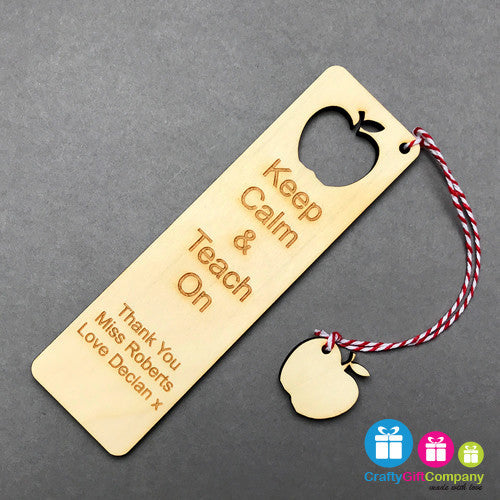 Personalised Wooden Apple Bookmark Cut out -  Wood