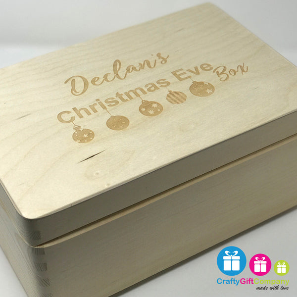 Wooden Christmas Eve Box & Free Santa Key (Bauble Style)