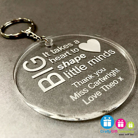 Personalised Teacher Engraved Keyring Gift Thank You School (Round)