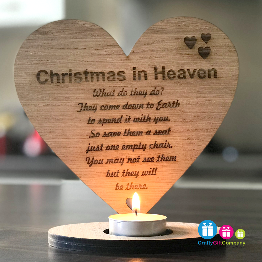 Christmas in Heaven remembrance heart candle holder sign