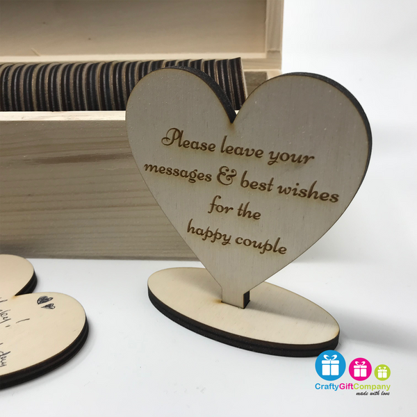 Personalised Wedding Guest Book  with hearts, box and sign (Design 2)