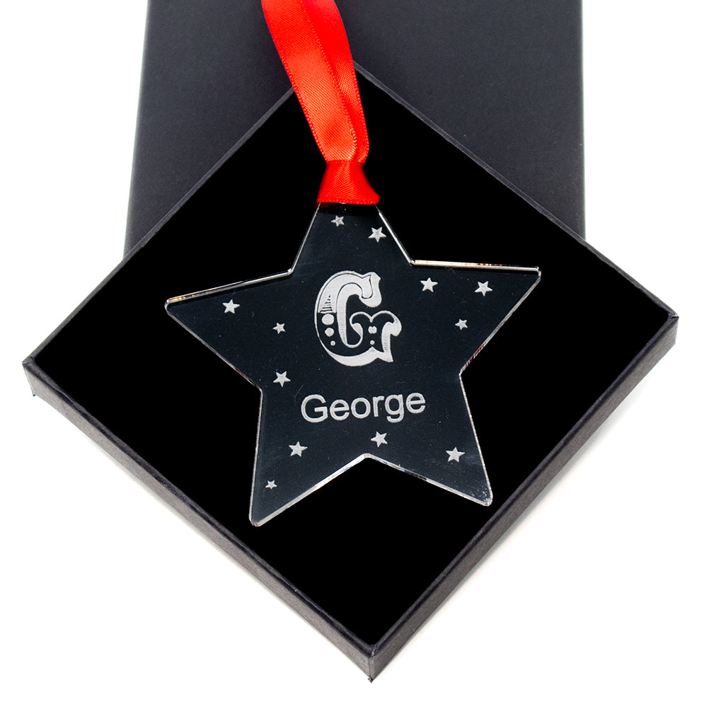 Personalised Bauble - Letter and name star tree decoration ornament