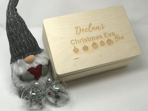 Wooden Christmas Eve Box & Free Santa Key (Bauble Style)