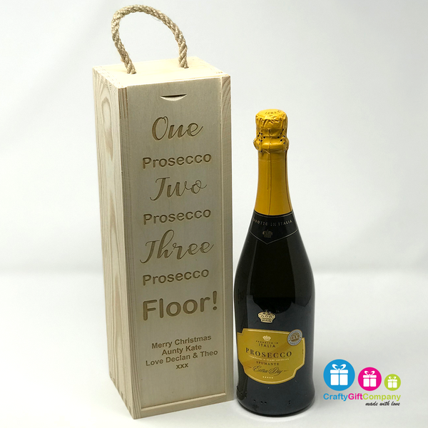 Personalised Prosecco Wine Box - One Prosecco, Two Prosecco, Three Prosecco - Floor!