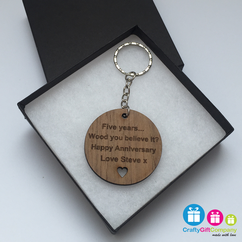 Personalised Wood You Believe It 5th Wedding Anniversary Gift Present Solid walnut