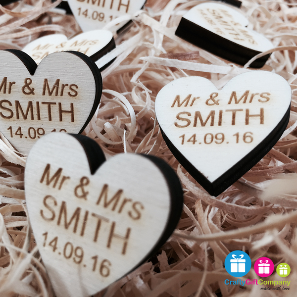 Personalised Wooden Heart Table Decorations Rustic Vintage Wedding Favours
