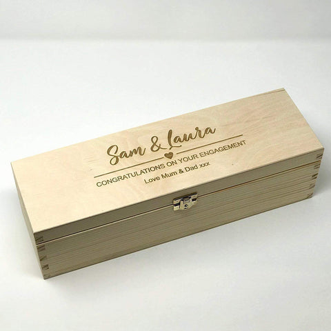 Personalised engraved wooden wine box