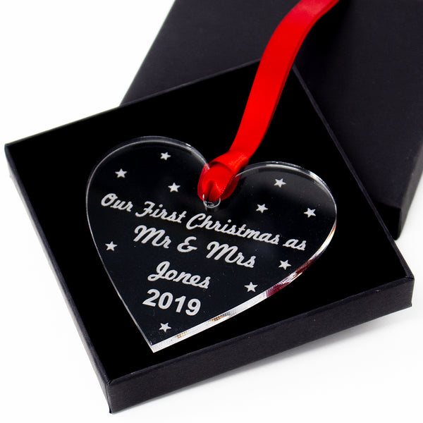 Personalised First Christmas Together Heart Xmas Tree Bauble Married Gift Idea